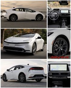 four different shots of the same car in various positions and sizes, all showing its features