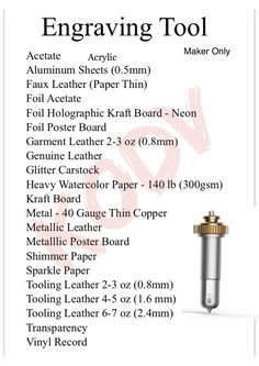 the engraving tool is shown with instructions for it to be used in different types of projects