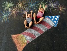 Sidewalk Chalk Photos, Grandkids Photography, Chalk Photography, Chalk Pictures, Fireworks Craft For Kids, Chalk Photos, Fun Chalk Art, Sidewalk Chalk Art, Sidewalk Art