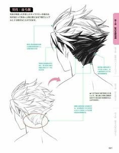 an anime character's head with different hair colors and features in the text below