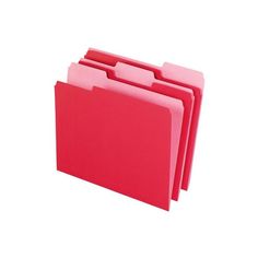 red file folders stacked on top of each other