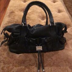 Very Good Condition Designer Black Hobo Bag With Double Handle, Designer Black Hobo Bag For The Office, Black Hobo Bag With Silver-tone Hardware And Double Handle, Black Satchel With Silver-tone Hardware For Shopping, Black Satchel With Silver-tone Hardware And Double Handle, Burberry Bag, Limited Time, Bags Handbags, Burberry