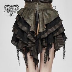 Steampunk Outfits, Steampunk Woman, Waterfall Skirt, Steampunk Skirt, Skirt Ideas, Brown Mini Skirt, Rock Style Clothing, Style Steampunk, Women's Bottoms