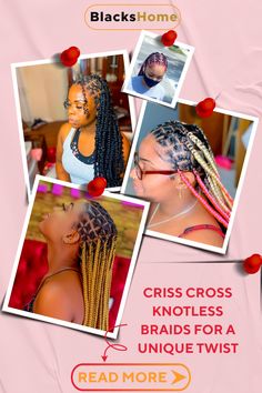 Step into a world of extraordinary style with our carefully curated collection of 30 Criss Cross Knotless Braids. Each of these braids weaves a unique tapestry of elegance and creativity, showcasing the artistry and versatility of this stunning hairstyle. Whether you're in search of a classic look or a bold statement, our selection offers a mesh of styles that will inspire and elevate your hair game. Unique Tapestry, Hair Game, Classic Looks