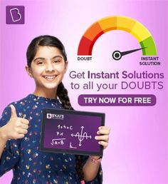 a woman holding up a sign that says get instant solutions to all your doubtts try now for free