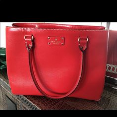 Brand New Tags Attached Kate Spade Bag Gorgeous Red Color Big To Fit Anything Inside! 16wx2.5hx6d Classic Red Shoulder Bag For Errands, Kate Spade Luxury Red Bag, Kate Spade Red Shoulder Bag For Formal Occasions, Red Kate Spade Shoulder Bag For Formal Occasions, Luxury Red Kate Spade Shoulder Bag, Kate Spade Red Formal Shoulder Bag, Luxury Red Kate Spade Bag, Elegant Red Kate Spade Shoulder Bag, Classic Red Office Bags