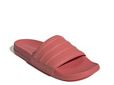 Comfortable Foam Slides For Beach, Foam Slides For Beach In Spring, Pink Slides With Arch Support For Beach, Pink Slides With Arch Support, Pink Cushioned Slides For Swimming, Affordable Slip-on Slides For Beach, Non-slip Beach Slides, Comfortable Slip-on Synthetic Slides, Sporty Slip-resistant Synthetic Slides