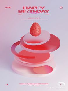 a poster with the words happy birthday and an image of a strawberry on top of it