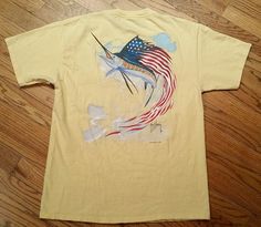 Guy Harvey Swordfish patriotic USA Flag Fishing T-Shirt Men Medium vintage 2005 #GuyHarvey #GraphicTee Vintage American Flag, Usa Flag, Stylish Men, Mens T, Flag, Graphic Tees, Mens Graphic Tshirt