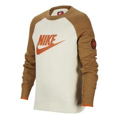 (PS) Nike Sportswear Outdoor Fleece Sweatshirt 'Khaki Orange' FV3999-020 Outdoor Sportswear Long Sleeve Sweatshirt, Outdoor Long Sleeve Sportswear Sweatshirt, Sporty Fleece Sweatshirt For Outdoor, Fall Sportswear Sweatshirt For Outdoor Activities, Nike Winter Sportswear Sweatshirt, Sporty Brown Long Sleeve Sweatshirt, Brown Long Sleeve Sporty Sweatshirt, Nike Sporty Winter Sweatshirt, Nike Winter Sweatshirt