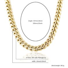 Delicately crafted with the highest quality materials, our 10MM & 12MM Cuban Chain Necklace is a must-have piece for any fashionista. This beautiful necklace is 14k gold plated and adorned with cubic zirconia stones, giving it a luxurious look that will turn heads wherever you go. The chain is available in a variety of lengths, width and metal colors so you can find the perfect fit for your unique style. Whether you're looking to add a touch of glamour to your everyday look or want an attention- Rose Gold Metal Jewelry With Curb Chain, Everyday Rose Gold Curb Chain Necklace, Everyday Rose Gold Necklace With Curb Chain, Gold Minimalist Cuban Link Necklace As Gift, Rose Gold Cuban Link Chain Necklace, Rose Gold Plated Chain Necklace, Rose Gold Cuban Link Chain Necklaces, Rose Gold Cuban Link Chain Necklace Gift, Gold Cuban Link Necklace Metal Gift