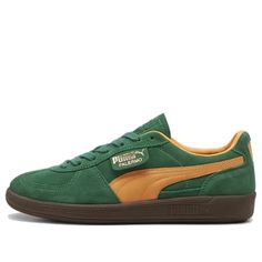 PUMA Palermo 'College Green Mustard Yellow' 396463-05 Puma Palermo, Power Moves, Puma Shop, European Shoes, Escape The Ordinary, Blast From The Past, Green Sneakers, Yellow Shoes, Pumas Shoes