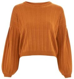 Topshop Pleated blouson sleeve sweater 80s Tops, Wesley Crusher, Orange Jumper, Orange Jumpers, Minimal Wardrobe, 80s Sweater, Embellished Sweaters, Blouson Sleeve, Luxury Clothes