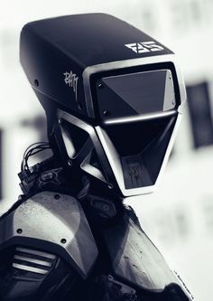 a black and white photo of a motorcycle helmet