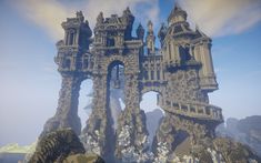 Minecraft Giant Castle, Minecraft Wizard Castle, Minecraft Mega Build Inspiration, Huge Minecraft Castle, Minecraft Mega Base Ideas Castle, Minecraft Sea Wall, Mid Evil Minecraft House, Insane Minecraft Builds, Minecraft Dark Castle