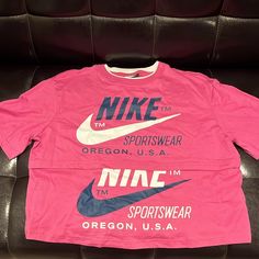 New Without Tags. Size Xs Trendy Logo Tops For Spring, Trendy Tops With Logo For Spring, Casual Pink Tops With Logo, Casual Logo Tops For Spring, Casual Spring Tops With Logo, Nike Top, Nike Pink, New Nike, Nike Tops