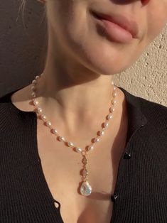 Pearl and Labradorite Lariat Necklace Wedding Pearl Necklace, Pearl Necklace Wedding, Necklace Bridal, Labradorite Necklace, Y Necklace, Labradorite Necklaces, Necklace Pearl, Pearl Wedding, Lariat Necklace