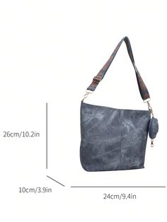 Travel in style and convenience with our Chic Denim Shoulder Bag Set! This lightweight sling is perfect for on-the-go adventures, with an additional small bag for storing essentials. Made with durable denim, this set is both fashionable and functional. Color : Blue Type : Bucket Bag Bag Size : Medium Pattern Type : Plain Style : Fashionable Composition : 100% Polyester Material : Fabric Bag Height Bag Length Bag Width Strap Length 26 31 10 110 Casual Denim Hobo Bag For Travel, Casual Denim Blue Hobo Bag For Travel, Travel Denim Shoulder Bag With Adjustable Strap, Denim Shoulder Bag With Adjustable Strap For Travel, Casual Denim Blue Shoulder Bag For On-the-go, Casual Gray Hobo Shoulder Bag, Casual Reversible Hobo Bag For Travel, Casual Reversible Hobo Bag For Everyday Use, Casual Reversible Shoulder Bag For Travel