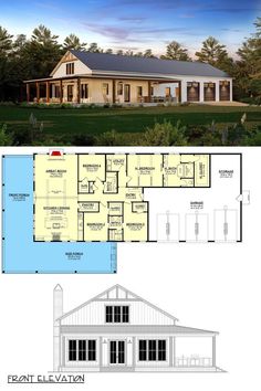 two story house plans with an open floor plan for the front and back of the house