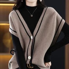 mix mix Sweaters 2022, Vest Cardigan, Casual Knitwear, Loose Cardigan, Knitted Vest, Casual Sweater, Fashion Female, Cardigan Women, Casual Vest