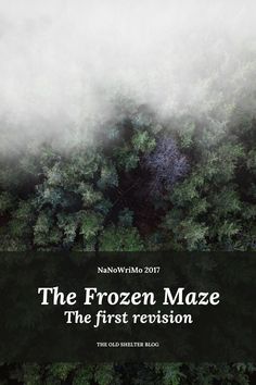 an aerial view of trees and fog in the forest with text that reads, the frozen maze