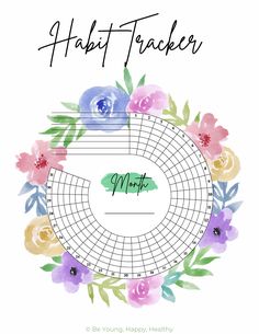 the habit tracker with flowers around it and text that says habit tracker on top of it