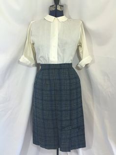 Blue Blood Skirt - Size Small - Vintage Skirt - Vintage Secretary - 50's Skirt - 60's Skirt - Schoolgirl Skirt - Vintage Rockabilly Skirt by SweetBabyJaneCo on Etsy 60s Skirt, Rockabilly Skirt, 50s Skirt, Vintage Secretary, Blue Plaid Skirt, Kick Pleat, Vintage Rock, Blue Bloods, Skirt Vintage