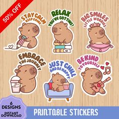 the stickers are designed to look like bears with different phrases and colors on them