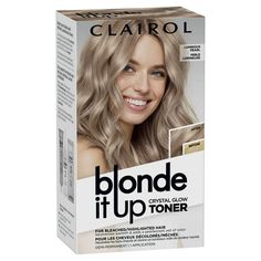 item weight : 0.43 model name : Blonde It Up Crystal Glow Toners Demi-Permanent Hair Dye hazmat : HYDROGEN PEROXIDE, AQUEOUS SOLUTIONS brand : Clairol product expiration type : Shelf Life is expiration dated product : True item form : Cream package level : unit number of items : 1 directions : Read and follow instructions on enclosed leaflet. Before coloring, do the allergy test and strand test. With gloves on, open tube 1 and squeeze contents into bottle 2; shake. Apply to hair according to the instructions and timing in the enclosed leaflet. Rinse and shampoo. Apply the Crystal Finish Treatment (3). Dry and style your hair and enjoy your newly toned blonde! size : 5.24 Fl Oz (Pack of 1) fc shelf life : 730 color : Luminous Pearl item package weight : 0.204 manufacturer : Wella ingredient Purple Hair Toner, Clairol Hair Color, Blonde Toner, Sheer Veil, Pearl Blonde, Beach Curls, Temporary Hair Dye, Demi Permanent, Hair Toner