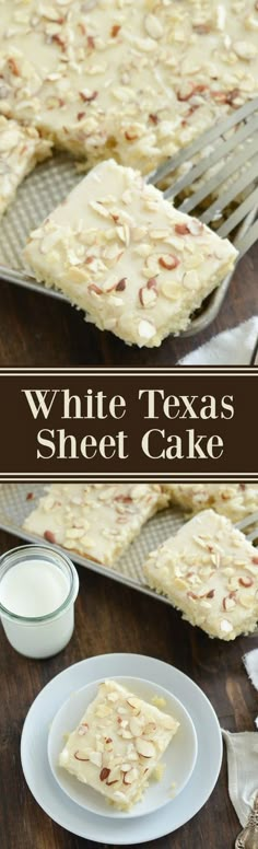 white texas sheet cake on a wooden table