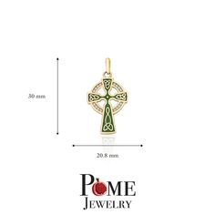 Our enamel fine jewelry isn't just about style; it's a celebration of gifting made simple. Each piece showcases our commitment to designer craftsmanship without compromising affordability. Your search for the perfect gift ends here. This Celtic Trinity Knot Diamond Cross is inspired by traditional artwork of the ancient Celtics. The cross is designed to show the triquetra shape, a symbol for the Trinity. Product Information Metal Type: 14k Yellow/Rose/White Gold Weight: 2.2 g Pendant Size: Heigh Enamel Round Pendant Necklace For Anniversary, Anniversary Enamel Round Pendant Necklace, Enamel Round Necklace For Anniversary, Elegant Green Jewelry With Black Enamel, Luxury Enamel Jewelry For Anniversary, Yellow Gold Round Enamel Jewelry, Anniversary Yellow Gold Enamel Necklace, Hallmarked Enamel Fine Jewelry, Elegant Enamel Pendant Jewelry