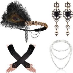 Season:All Seasons; What's in the box:Gloves,Headband,Necklace,Earrings; Types:Outfits; Style:1920s,The Great Gatsby; Occasion:Halloween; Material:Feather; Characters:The Great Gatsby; Listing Date:10/10/2023 Gatsby Party Outfit Women 1920s Style, Gatsby Party Outfit Women, 20s Accessories, Blossom Costumes, 1920s Flapper Costume, Gatsby Accessories, 1920s Accessories, Flapper Accessories, Flapper Headpiece