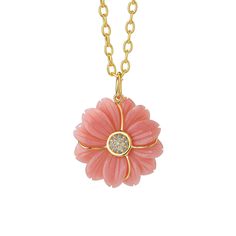 Jardin Pink Opal Sunflower Pendant Cheap Pink Flower Pendant Jewelry, Luxury Yellow Gold Jewelry With Pink Opal, Pink Gold Pendant, Luxury Pink Opal Round Jewelry, Luxury Pink Opal Jewelry In Yellow Gold, Luxury Round Pink Opal Jewelry, Luxury Pink Opal Jewelry For Women, Luxury Pink Opal Cabochon Jewelry, Luxury Pink Opal Necklace In Pink