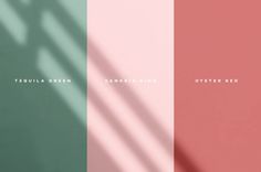 three different shades of pink, green, and purple are shown in this graphic design