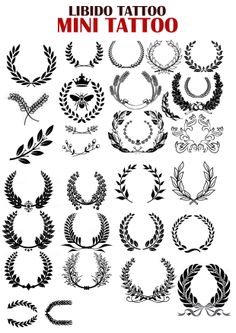 an image of tattoos with different designs and shapes on the front, side, and back