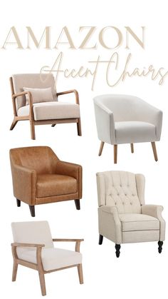 four different types of chairs with the words amazon accent chairs