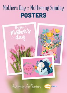 mother's day poster with flowers and greetings for mothers on the front page