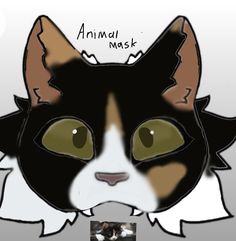 a drawing of a cat's face with the words animal mask written below it