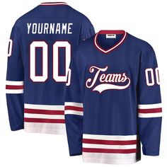 a hockey jersey with the name and number on it, that reads yourname 00