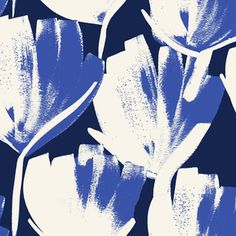 blue and white flowers are shown in this artistic pattern, which is very similar to the flower