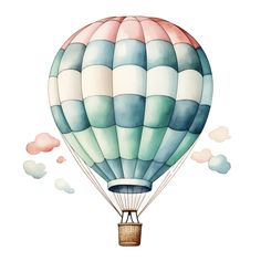 a watercolor painting of a hot air balloon