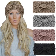 PRICES MAY VARY. Warm Winter Hair band: This female knitted ear warmer is made of elastic and soft materials. The wide winter hair band can keep your head, ears and forehead warm and soft in winter. One Size suits for most people:This hair band is 9.1inch/23cm long and 4.3inch/11cm wide. This women’s cold weather headband have enough elasticity. The stretched length is 13.4inch/34cm, which is suitable for most girls and women. Widely Used: This thick hair band is a practical and fashionable hair Knit Turban Headband, Ear Warmer Crochet, Crochet Turban, Knit Headbands, Headbands Women, Bandeau Au Crochet, Cable Knit Headband, Crochet Bow, Knit Turban