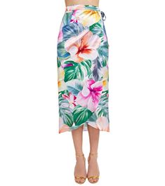 The Gottex Women's Bora Bora Tropical Print Long Sarong Skirt is made in a tropical floral with lightweight chiffon fabric. You'll love this sarong-style long skirt with side tie.Features Sarong style skirt Side tie Details Fabric: 100% Polyester Chiffon Care: Hand wash in cool water with gentle soap, dry flat in shade, do not wring or leave wet garment in plastic bag. Closure: Wrap with side tie Fit: Regular Adjustable: Yes Country of Origin: Imported Tropical Tie-side Sarong For Spring, Spring Tropical Tie-side Sarong, Beach Season Floral Print Maxi Skirt, Beach Maxi Skirt With Floral Print, Floral Print Maxi Skirt For Beach Season, Tropical Flowy Beach Skirt, Summer Floral Print Maxi Skirt For Beach, Floral Print Summer Maxi Skirt For Beach, Tropical Beach Skirt With Tropical Print