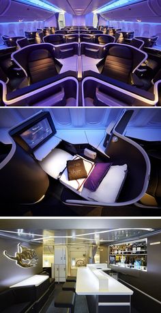 the inside and outside of an airplane cabin