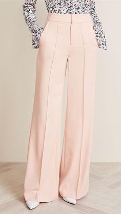 alice + olivia Dylan High Waisted Leg Pants | SHOPBOP Spring Tailored Elastane Pants, Spring Office Elastane Pants, Spring Elastane Pantsuit, Spring Elastane Pantsuit For Office, Spring Office Elastane Pantsuit, Seam Detailed Pants For Workwear, Spring Formal Elastane Pants, Chic Full Length Elastane Pantsuit, Chic Full-length Elastane Pantsuit