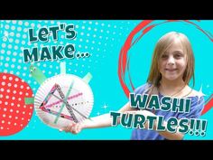 a girl holding up a paper plate with an apple on it and the words, let's make wash turtles