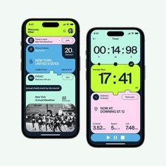 two iphones with the same time and date displayed on their screens, one showing an event