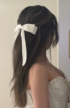 Coquette White, White Hair Bows, Cute Doll, Hair Ribbon, White Outfit, Dream Hair, Brunette Hair