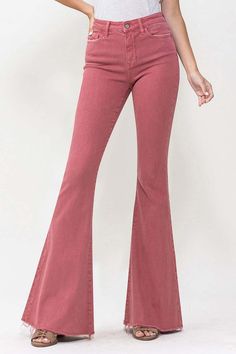 Introducing our High Rise Super Flare Jeans, the epitome of style and comfort. These jeans feature a high-rise waist that provides a flattering fit and a comfortable feel. Crafted from comfort stretch denim, they offer flexibility and ease of movement while maintaining their shape. The full-length design gives them a classic and timeless appeal. With a super flare leg, these jeans make a bold and fashionable statement, perfect for a variety of occasions. F. Rise: 10" / Inseam: 34" / Leg Opening: Super Flare Jeans, Denim Flare Jeans, Flying Monkey, Red High, Denim Flares, China Fashion, Sheer Fabrics, Print Pattern, Women's Tops