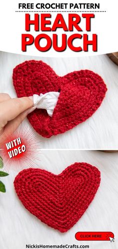 crochet heart pattern with video instructions to make it easy and fun for valentine's day